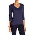 thumbnail image 3 of Hanes Womens Long-Sleeve V-Neck T-Shirt, 2XL, Navy, 3 of 3