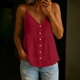 thumbnail image 2 of MaFYtyTPR Women’s V-Neck Cami Top Button Down Casual Sleeveless Loose Peplum Blouse for Summer Daily Wear Z-Red XXL, 2 of 5