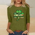 thumbnail image 1 of TaTaai Women St. Patrick's Print Crew Neck 3/4 Sleeve Black T-Shirt Loose Casual Top Ladies Spring Street Wear Lightweight Breathable Non-See-Through No Fading Soft Top Gift, 1 of 7