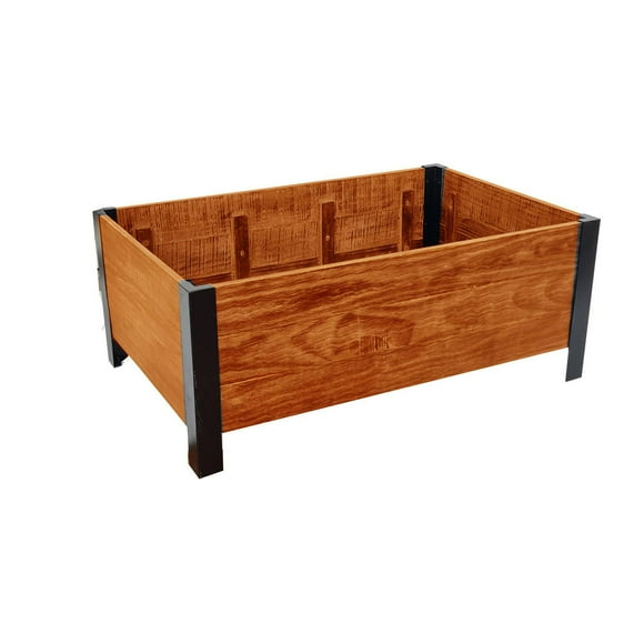 Grapevine Urban Garden Low-Profile Planter, FSC Recycled Wood, Rectangular, 37IN x 24IN, Natural Brown