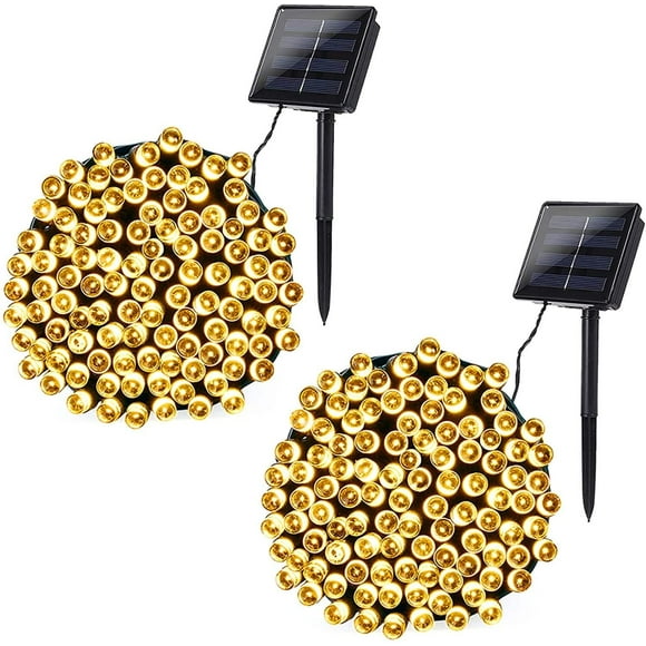 2-Pack 72FT 200 LED Solar Twinkle Lights Outdoor, Waterproof Solar Tree Lights(warm white)