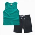 thumbnail image 4 of TOWED22 2Pcs Baby Boys Summer Clothing Sets Cute Letters Print Sleeveless Tank Tops T-Shirt+Palm Shorts Outfits(Green,5-6 Y), 4 of 4