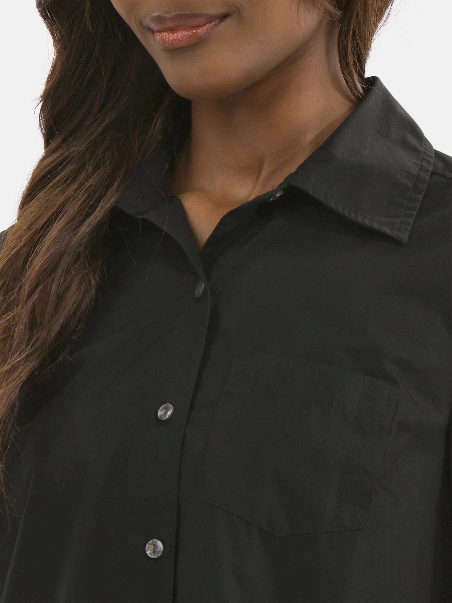Time and Tru Women's Poplin Mini Shirt Dress, Sizes XS-3XL
