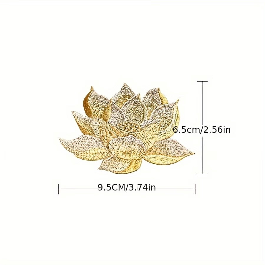 1pc Golden Lotus Embroidery Cloth Patch for Clothing, Bags, and Accessories