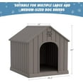 thumbnail image 5 of Dog House Outdoor Indoor for Medium Large Dogs, Durable Plastic Waterproof Doghouse with Air Vents and Elevated Floor, Easy Clean and Assemble (Grey, 26.18''L × 24.02''W × 25.98''H), 5 of 16