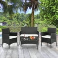thumbnail image 5 of Ktaxon 4Pcs Rattan Wicker Conversation Set with Tempered Glass Table, Outdoor Patio Wicker Furniture Sofa Set for Garden, Poolside, Deck, Lawn, Black, 5 of 11
