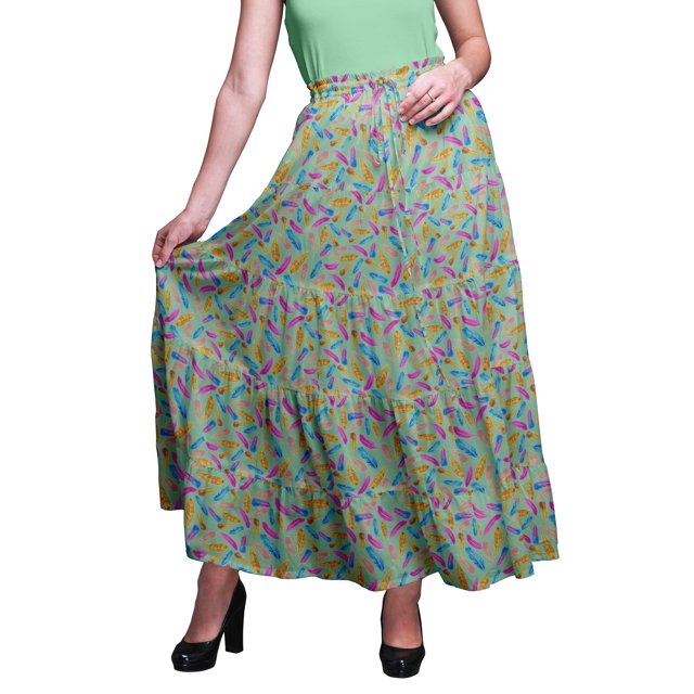 Bimba Jupes Maxi Imprimées Femmes Style Bohème Gitane Longue Jupe en Coton