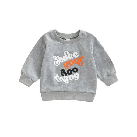 

Toddler Baby Girl Boy Halloween Sweatshirts Long Sleeve Cartoon Letter Printed Loose Pullover Hoodies Tops
