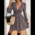 thumbnail image 3 of Vestido Corto Cruzado con Escote en V, Corta y Dobladillo con Volantes para Mujer Color XL, 3 of 5