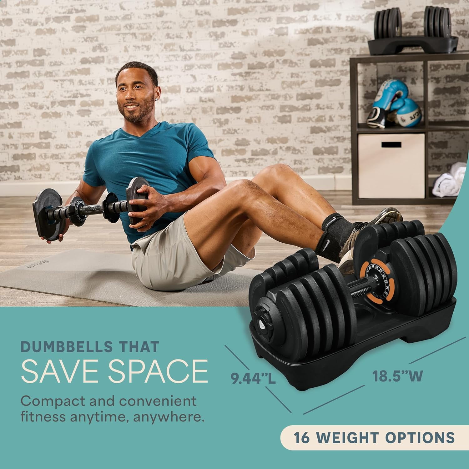 LifePro 90lb Single Adjustable Dumbbell - Quick Dial Weight Set for Home Gym Strength Training - Iron & Non-Slip