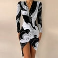 thumbnail image 3 of Pompotops Automne et Hiver Robe Sexy à Col en V Imprimée Amincissante à Manches Longues Fendue, 3 of 8