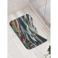 thumbnail image 3 of Ambesonne Nautical Bath Mat, Surreal Waves Boho Botany, 30.2" x 20", Sepia Green and Ruby, 3 of 3