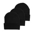 thumbnail image 2 of Empire Cove Cuffed Knit Beanie 3 Pack Set Black, 2 of 6