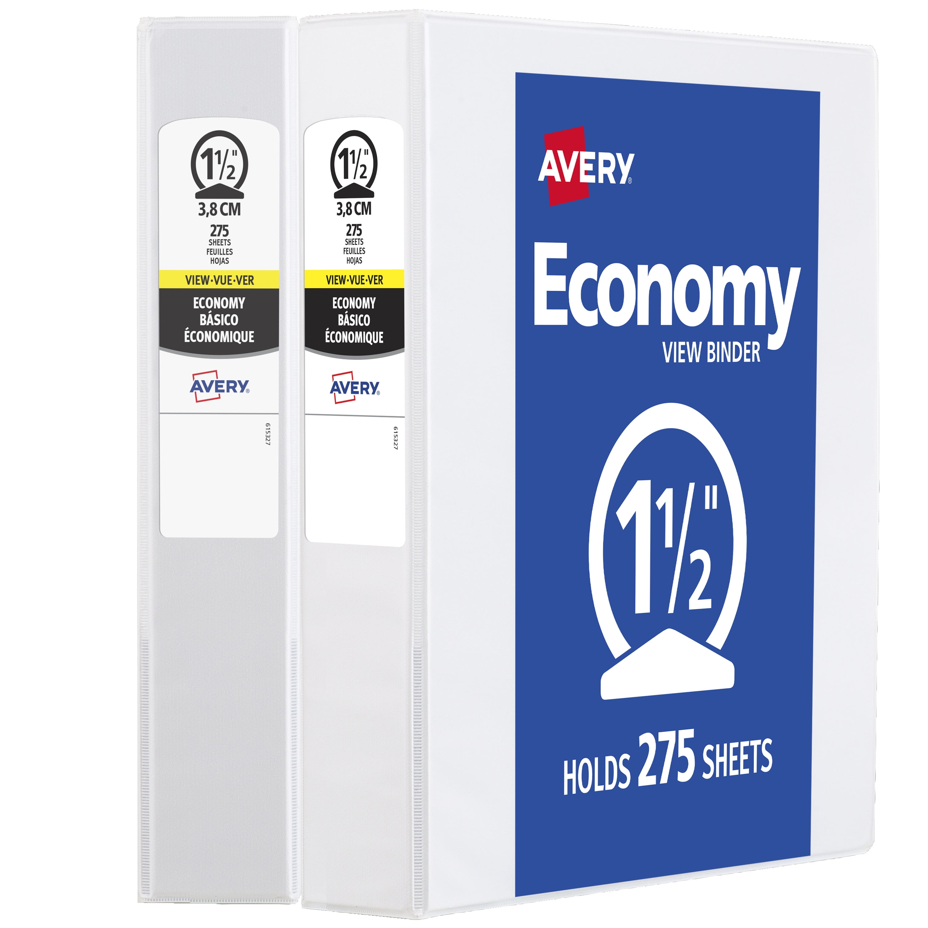 Avery 1.5' Economy View Binder, Round Rings, 2 White Binders (5726)