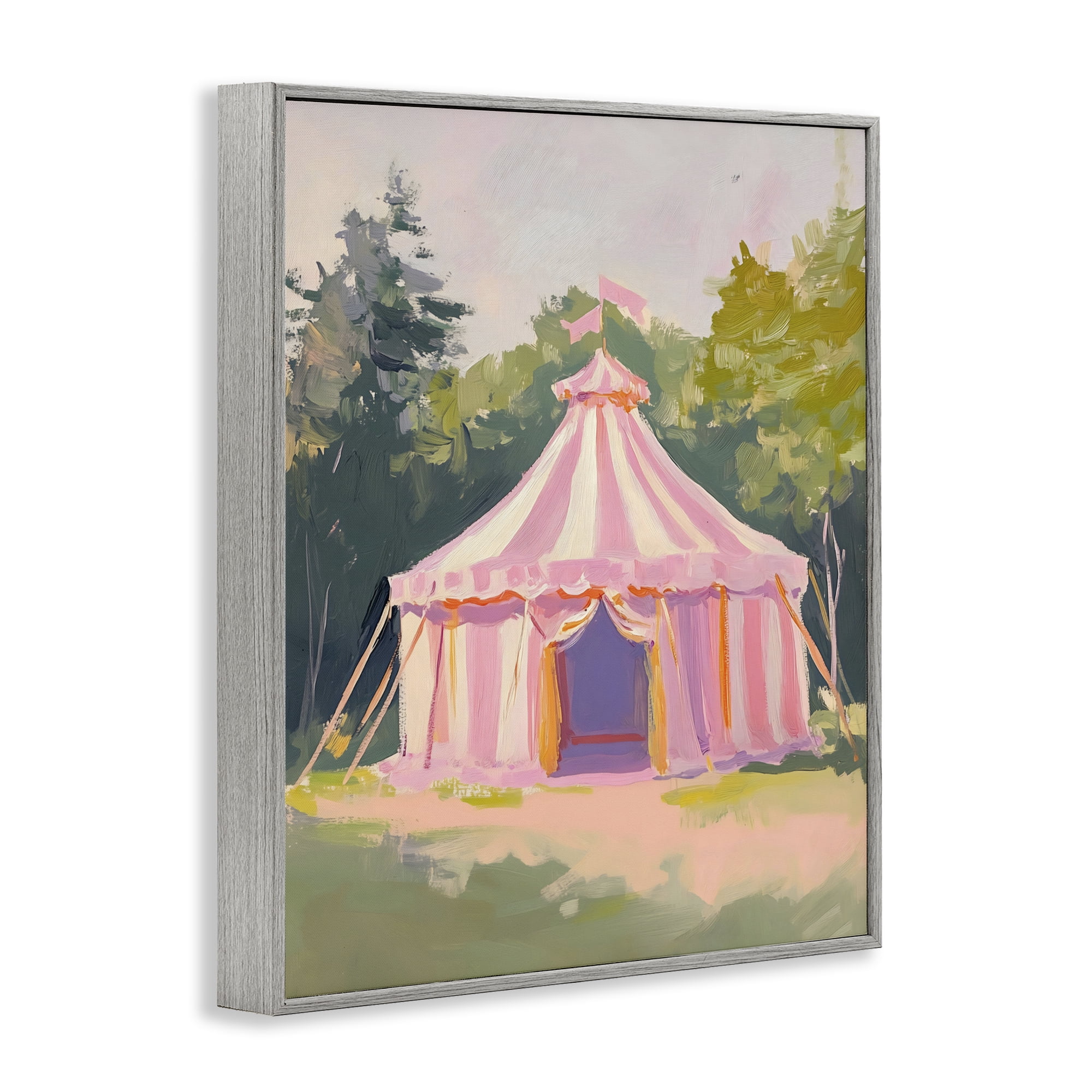 Stupell Industries Pink Circus Tent in Meadow Gray Framed Giclee Art, design by The Prints Vibe