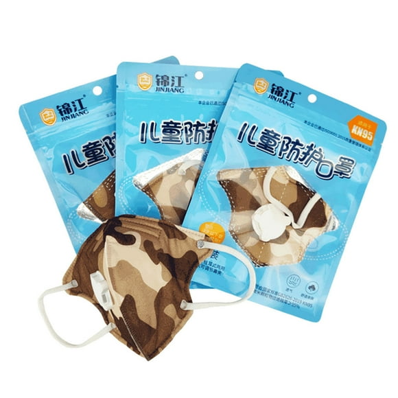 Children Protective Dust Mask Kids Non-woven Fabric Disposable Face Mask with One-way Valve Type 2 Camouflage