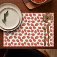 thumbnail image 5 of Set of 4 Dining Table Placemats, Flax Linen Heat Resistant Wrinkle Free Mats, Strawberry and Red Berry Print for Summer Kitchen and Sweet Fruit Lovers, 5 of 6