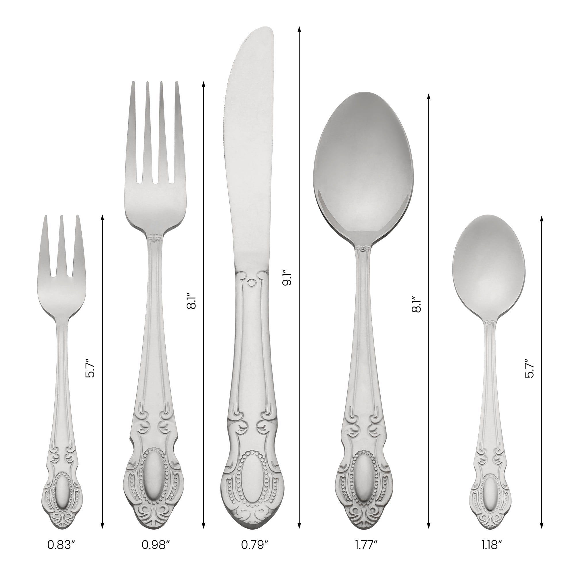 Unique Bargains Mirror Polished Stainless Steel Flatware Set for Kitchen Silver 20pcs