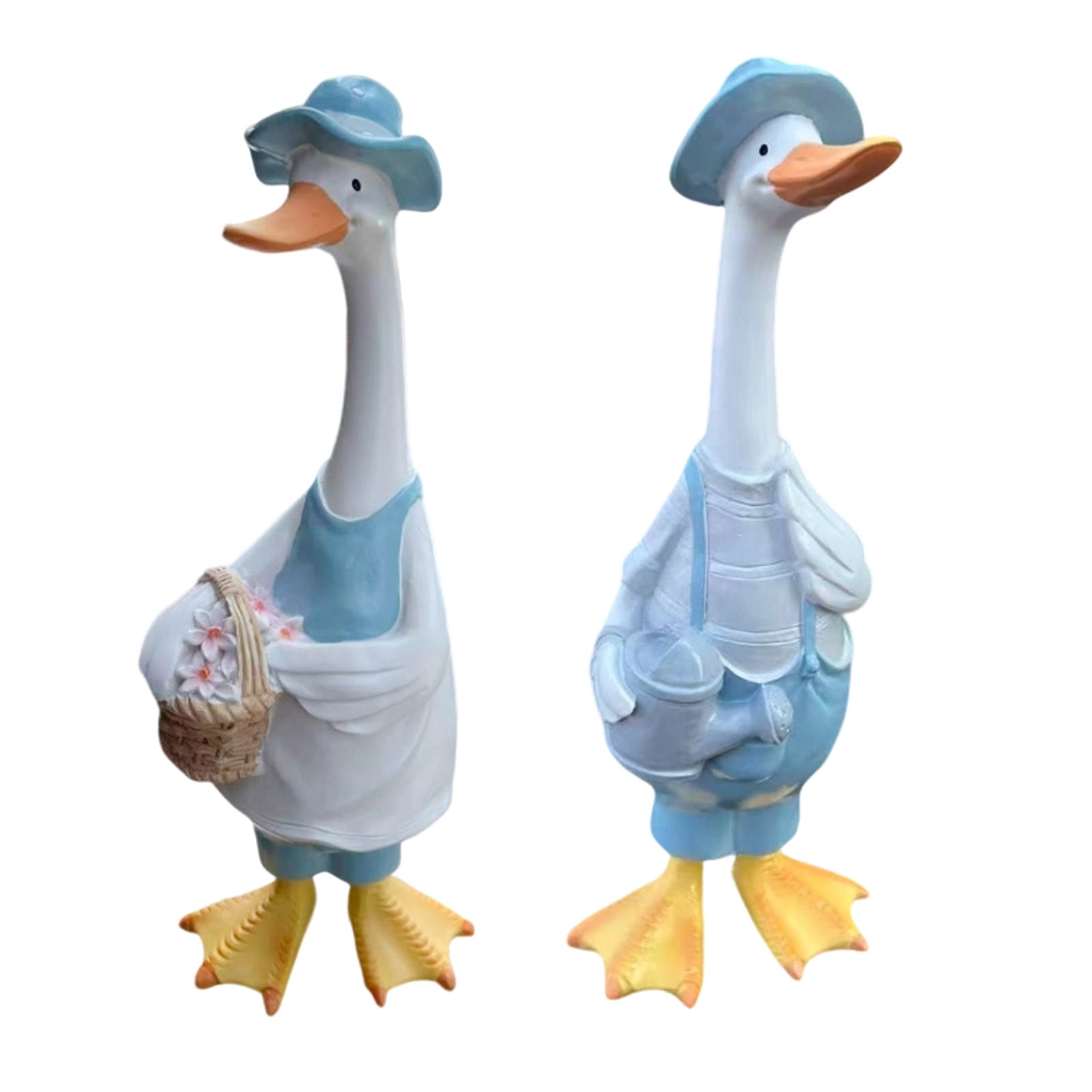 Hometravel Garden Duck Decoration, Blue Resin Animal Statue for Courtyard, Nordic Handicraft Outdoor Art, Home Yard Accent, Cute Duck Figurine for Patio, Lawn