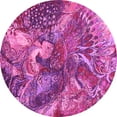 thumbnail image 1 of Ahgly Company Indoor Round Oriental Pink Industrial Area Rugs, 4' Round, 1 of 4