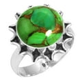 thumbnail image 1 of 925 Sterling Silver Ring For Women - Men Copper Green Turquoise Gemstone Silver Ring Size 9.5 Elegant Silver Ring Size 9.5 Birthday Gift For Wife 925 Silver Gemstone Jewelry, 1 of 6