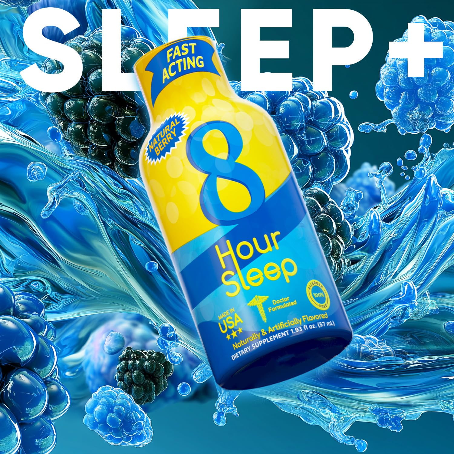 Vitamin Energy 8-Hour Sleep Support Shot, Mixed Berry, 12 Pack – 5mg Melatonin, 5-HTP & GABA, Zero Sugar, 1.93 fl oz