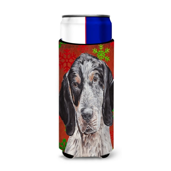 Blue Tick Coonhound Red Snowflakes Holiday Ultra Hugger for slim cans