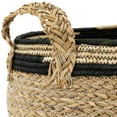 thumbnail image 5 of Northlight Set of 3 Khaki and Black Braid Weave Seagrass Storage Baskets with Handles 13.75", 5 of 6