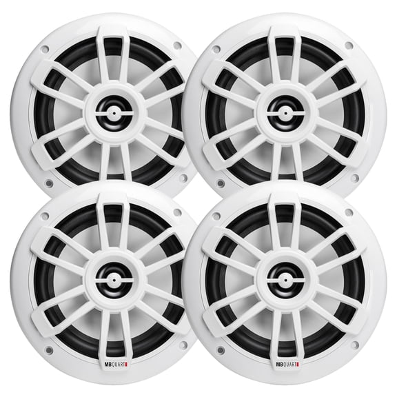 MB Quart NF1-116 Nautic Series Marine Coaxial Speakers, 6.5 Inches, White, 4 Pack