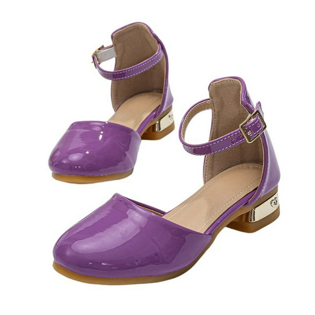MIASHUI Sandales Filles Talons Bas Chaussures de Robe Fille Bout Fermé Chaussures de Mariage Fête, Violet, 12-13 Ans