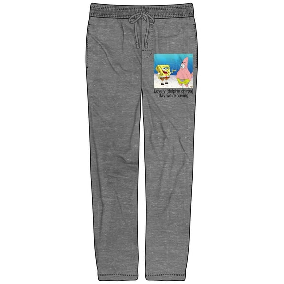 Mens Spongebob Squarepants Dolphin Chirp Screen Short Grey Sleep Pajama Pants - S