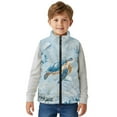 thumbnail image 5 of Xixirimido Sea Turtle Jellyfish Blue Pattern Boys Girls Full Zip Fleece Vest Sleeveless Stand Collar Outwear Warm Jacket with Pockets for 11-12, 5 of 7