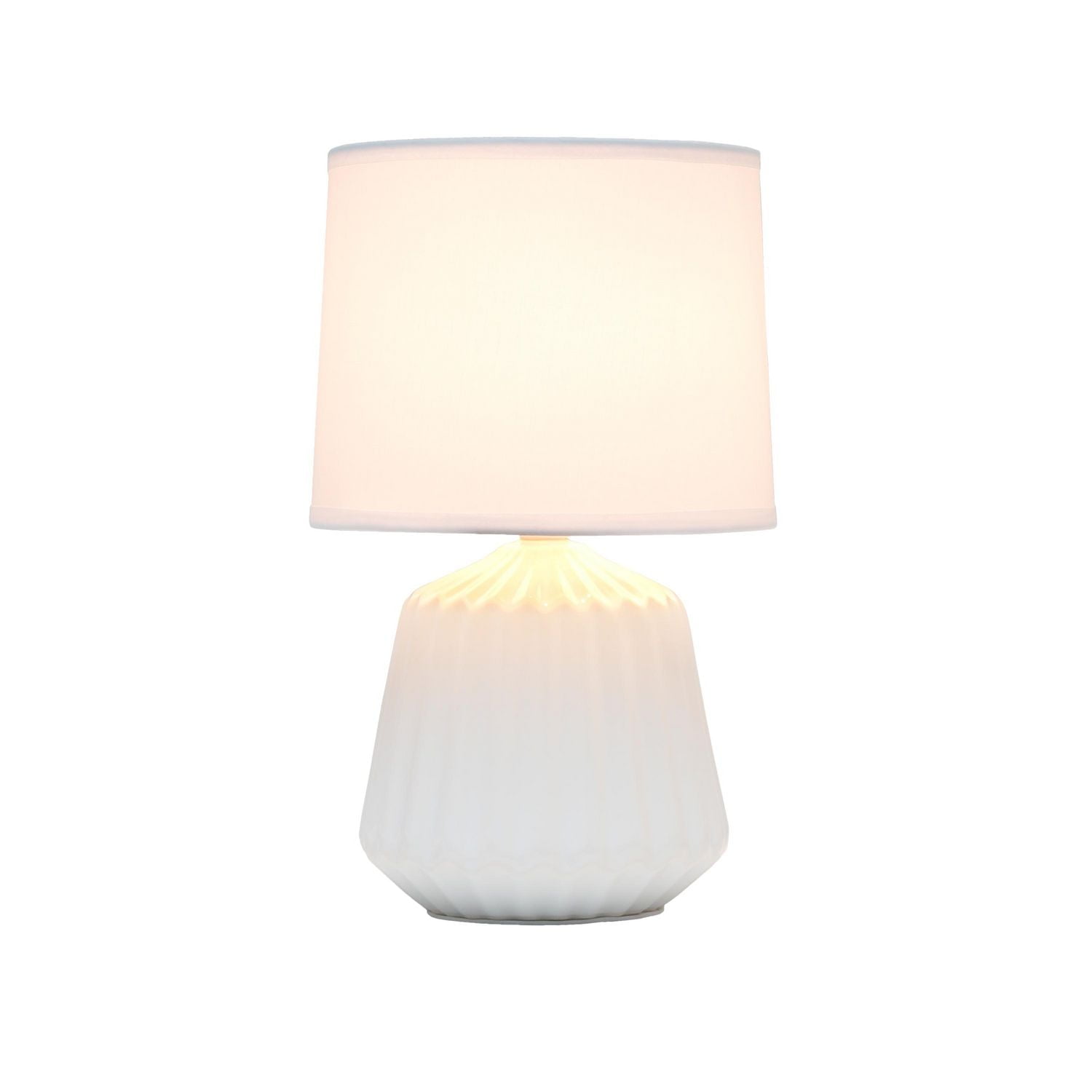 Simple Designs Petite Off White Pleated Base Table Lamp