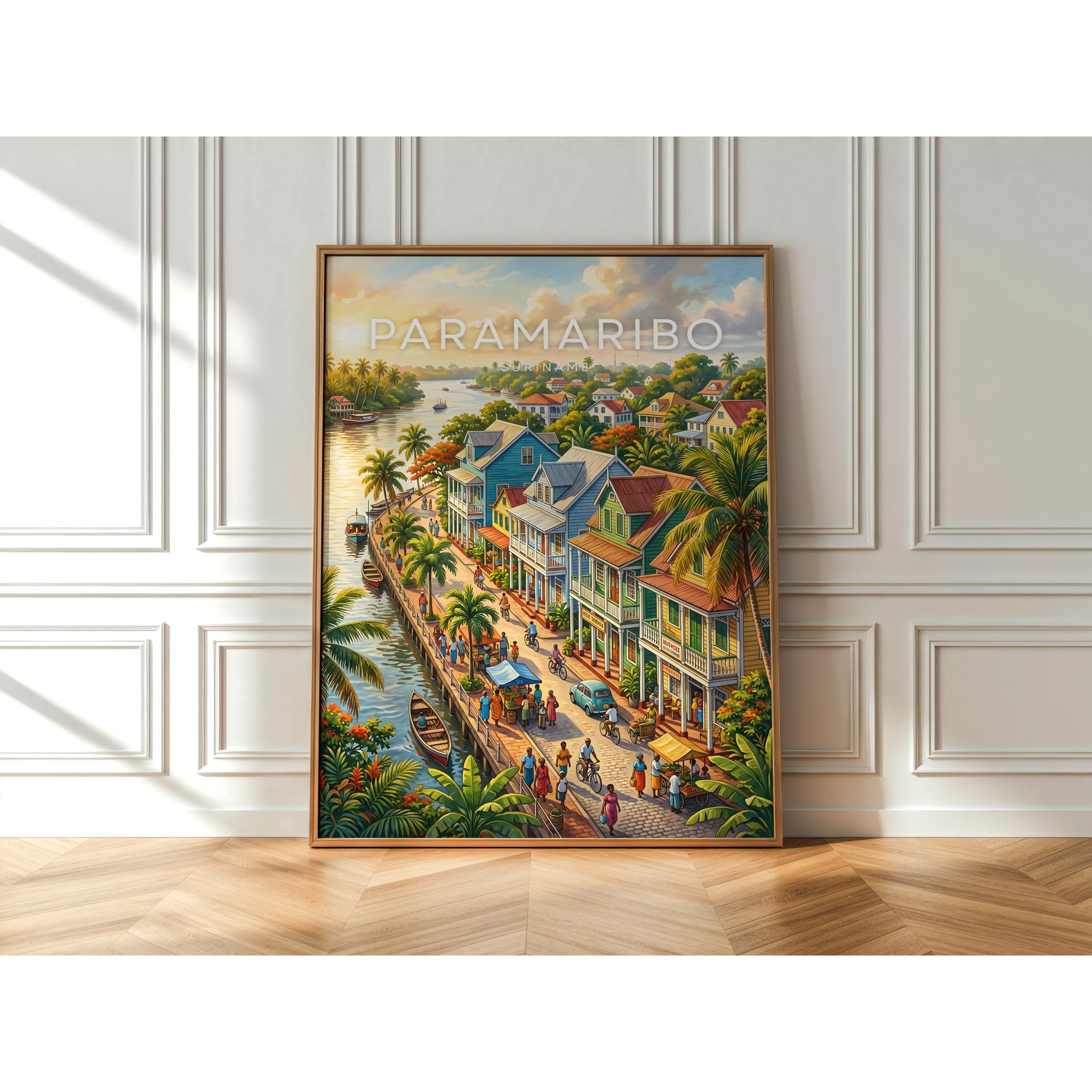 Paramaribo Suriname Travel Caribbean Wall Art Tropical Colonial City Artwork Vintage South America Decor