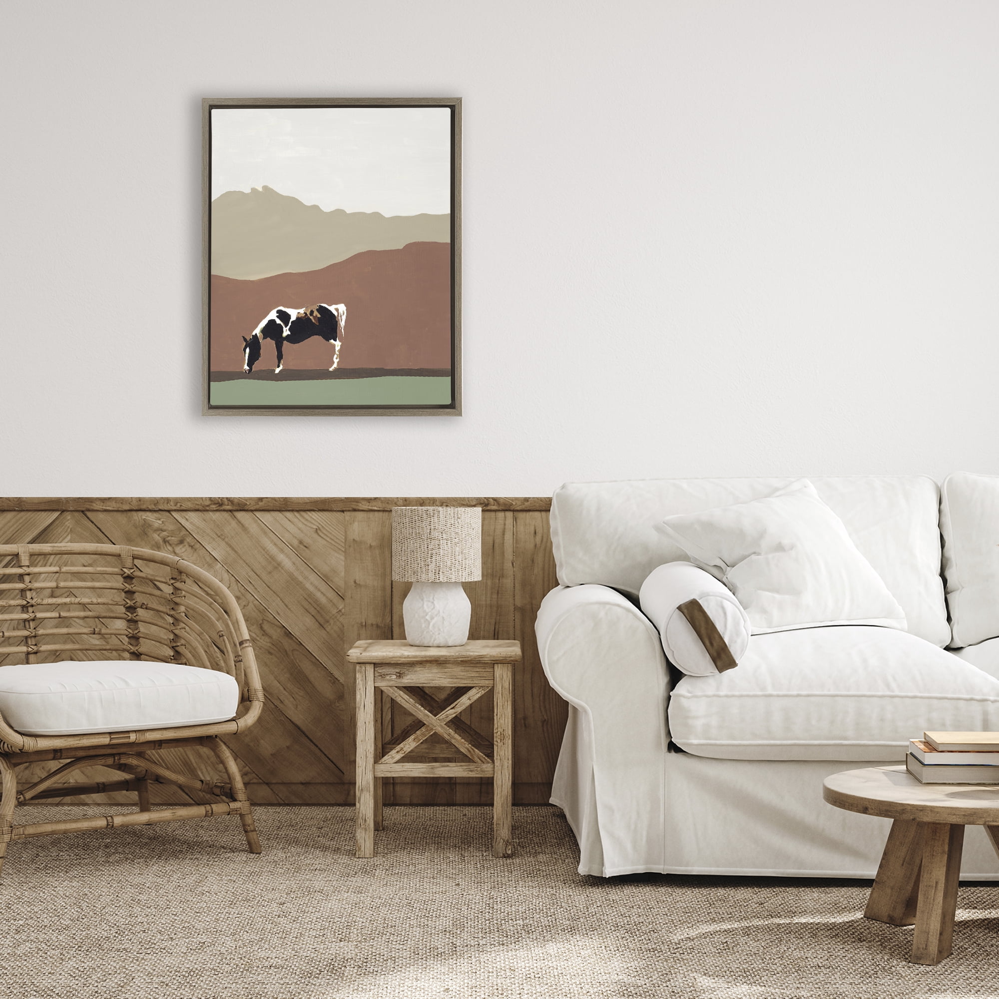 Stupell Industries Modern Mountains Horse Brown Framed Floater Canvas Wall Art, design by Patricia Pinto
