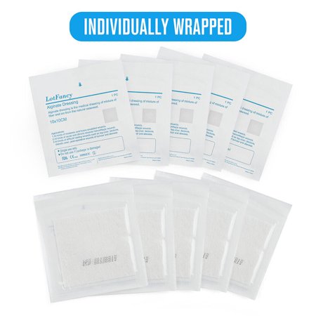 10 Pack Calcium Alginate Wound Dressing Pads 4"x8" Sterile Patches Antimicrobial