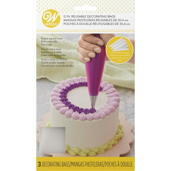Poches à douille réutilisables de 12 po (30,4 cm) pour la décoration des gâteaux Wilton, 3 unités Poche à douille, 3 unités