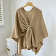 thumbnail image 5 of LinYooLi Women's Elegant Shawl Wrap - Cross Front Solid Color Poncho Cape - Wrap Topper Knitted Cardigans Sweater Shawls, 5 of 5