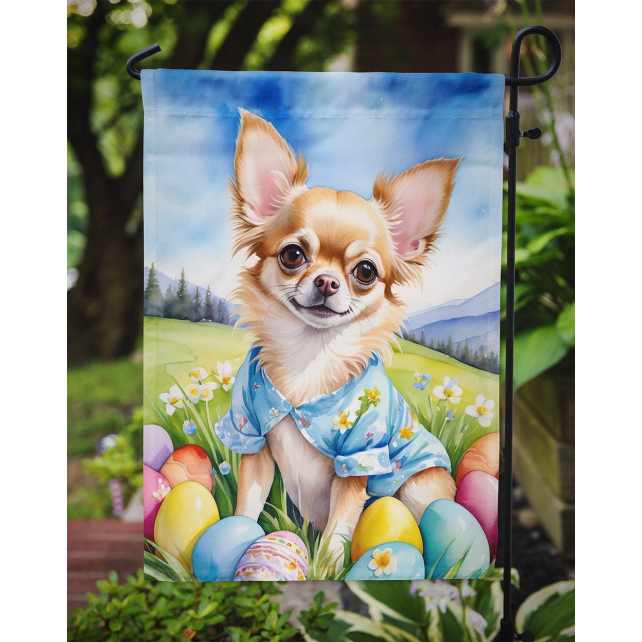 Chihuahua Easter Egg Hunt Garden Flag 11.25 in x 15.5 in