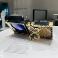 thumbnail image 2 of for Samsung Galaxy Z Flip 6 Case with Kickstand, Glitter Foldable Bling Butterfly Stand Mirror Back Gold Plated Shockproof Protective Elegant Cute Woman Girly Soft Cover for Z flip 6 (Black), 2 of 12