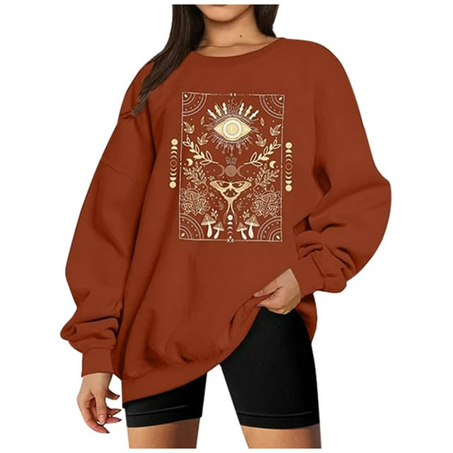 UANWENN Sweat à Capuche Décontracté à la Mode Automne et Hiver Imprimé Col Rond Manches Longues Ample Chandail en Molleton Femmes Chandails en Molleton Femmes Cactus Chandails à Capuchon Femmes Crop Survêtement Blouses Mode