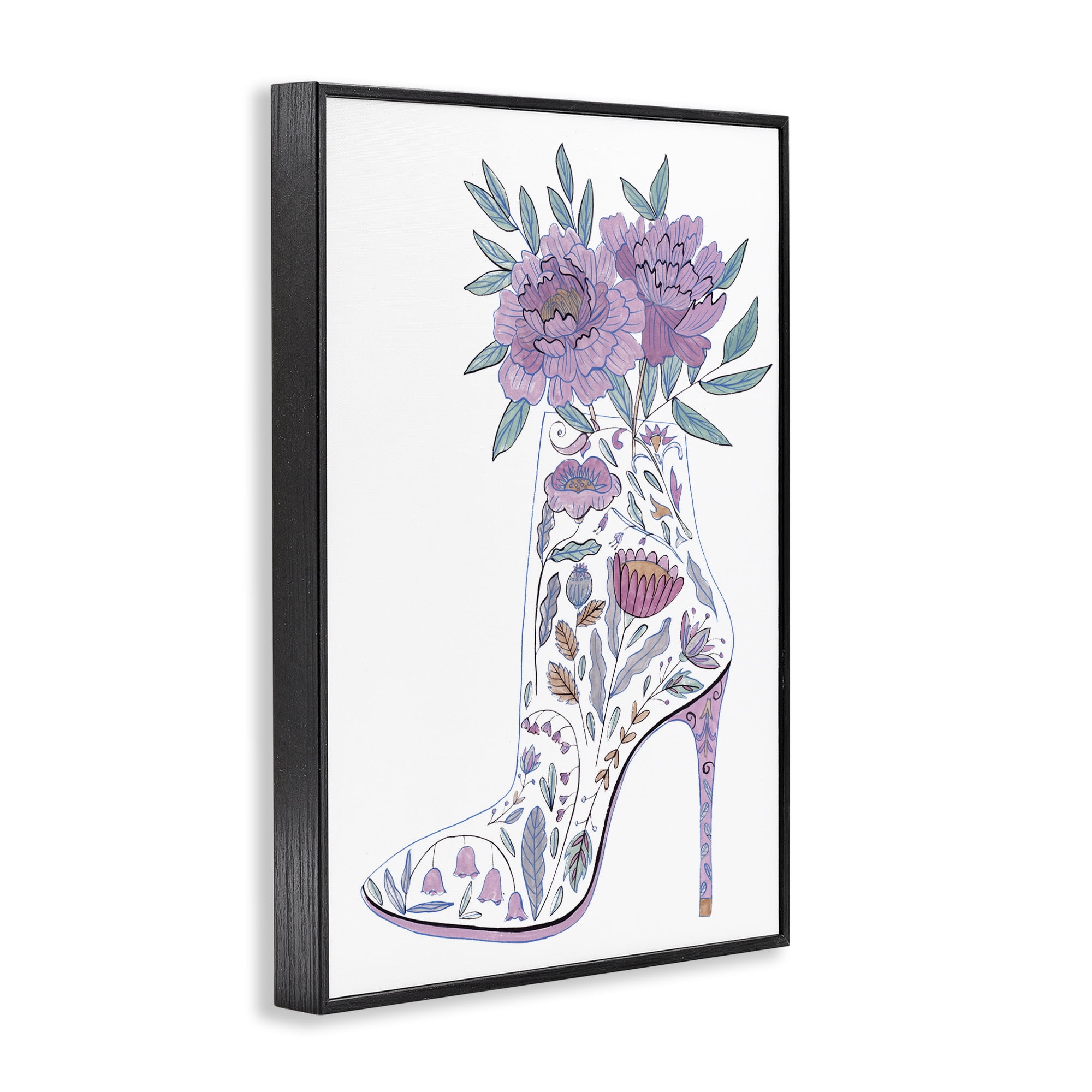 Stupell Industries Floral Heel Bouquet Botanical & Floral Painting Black Framed Art Print Wall Art, 20 x 30
