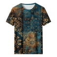 thumbnail image 4 of Yotami Women's Plus Size Graphic Top Short Sleeve Summer Tops for Vacation Crewneck Floral Print Trendy Casual Top Multicolor XL, 4 of 4