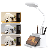 SUPTREE Led Desk Lamp with Pen and Phone Hold for an Office in Home - 3 Modes Dimable LED Table Lamp with USB Port