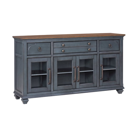 Bridgevine Home Americana 66" Farmhouse Sideboard Server with Storage in Blue