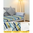 thumbnail image 4 of Blue Yellow Striped Couch Cushion Covers Stretch, Washable Sofa Seat Covers Individual Seat Cushion Sofa Slipcovers Farmhouse Navy Blue Ombre Stripes Couch Cover Furniture Protector S-1PCS, 4 of 7
