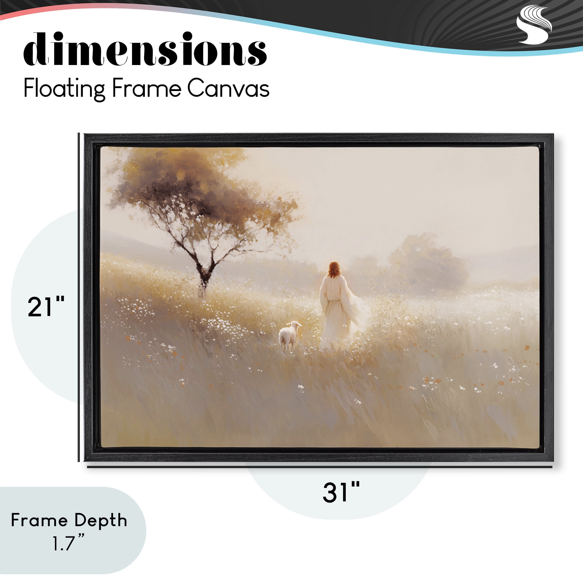 Stupell Industries Spiritual Shepherd & Lamb Black Framed Floater Canvas Wall Art, design by Jacky Ngan