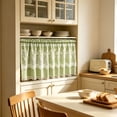 thumbnail image 5 of Yomiee Green Gingham Lace Kitchen Curtain Tier 39.37 x 19.69 in, Checkered Cafe Curtain with Floral Lace Embroidery & Pom Pom Trim, Farmhouse Rod Pocket Short Curtain for Kitchen, Cafe Window, 5 of 6