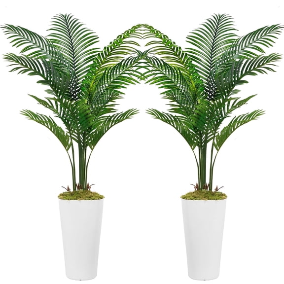 OLIVIVI Faux Palm Tree 5FT Tall Artificial Silk Plant for Home Office Decor Indoor Outdoor Fake Lifelike Potted Tree with Wood Branches 2 pack