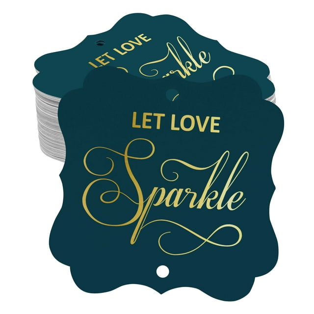 Inkdotpot Real Gold Foil Bracket Shape Paper Hang Tags Let Love Sparkle Wedding Favor Tags Pack Of 50